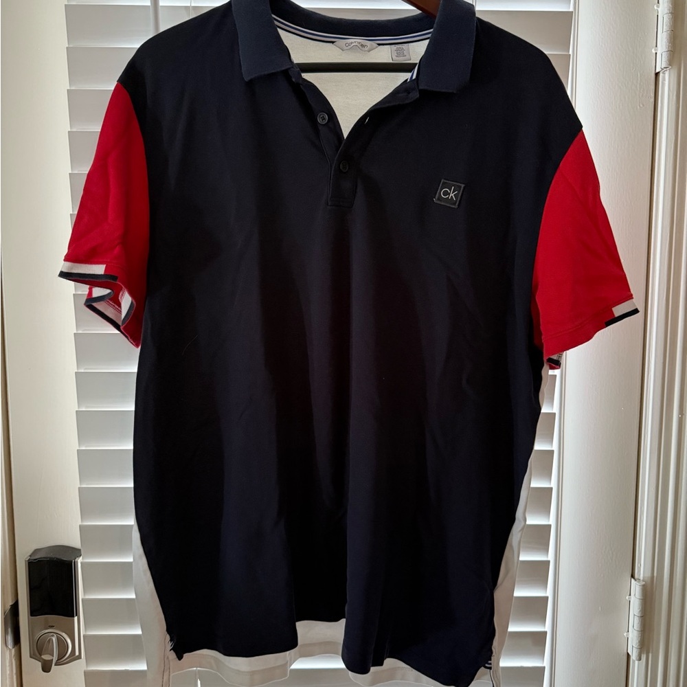Calvin Klein Men's Polo Shirt in Black and Red